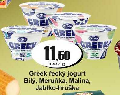 Greek řecký jogurt Bílý, Meruňka, Malina, Jablko-hruška 140 g