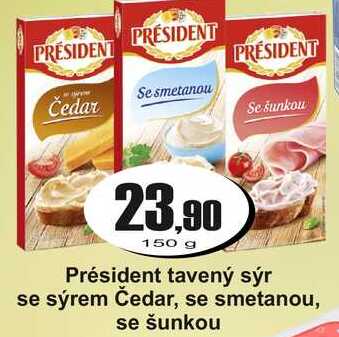 Président tavený sýr se sýrem Čedar, se smetanou, se šunkou 150 g