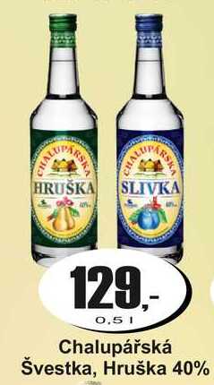 Chalupářská Švestka, Hruška 40% 0,5 L