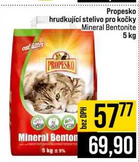 Propesko hrudkující stelivo pro kočky Mineral Bentonite 5 kg