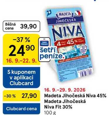 Madeta Jihočeská Niva 45%, 100 g