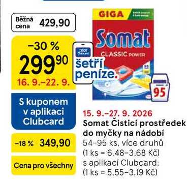 Somat Čisticí prostředek do myčky na nádobí, 54-95 ks