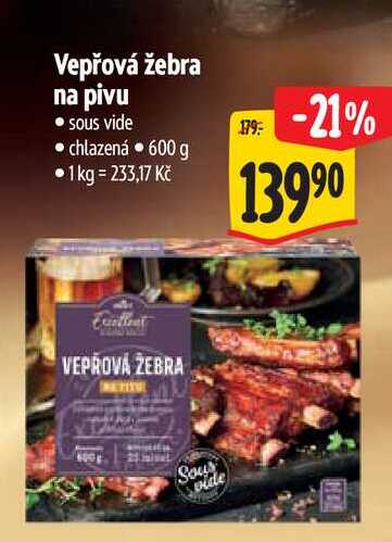 Vepřová žebra na pivu 600 g