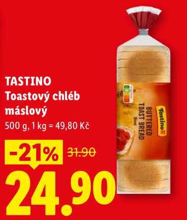 TASTINO Toastový chléb máslový, 500 g