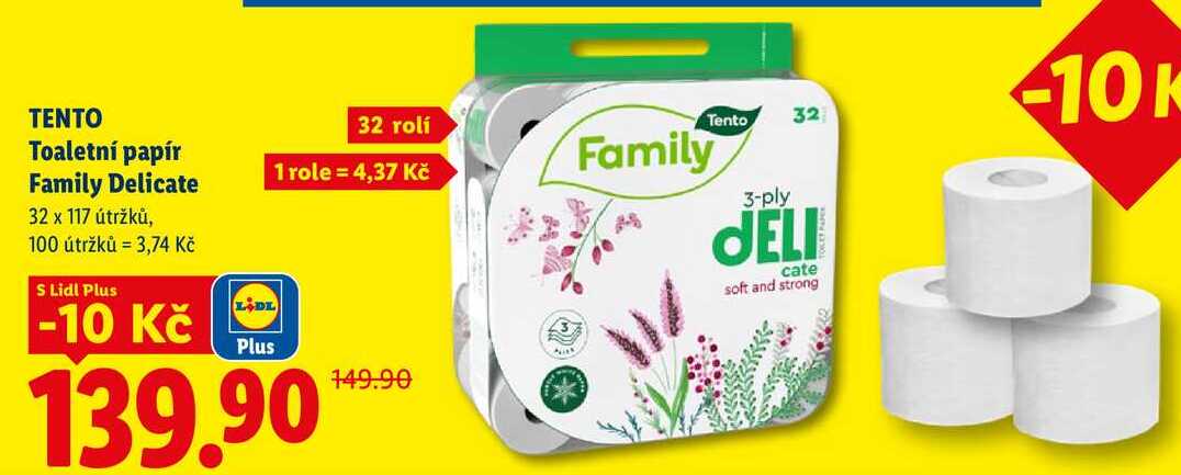 TENTO Toaletní papír Family Delicate, 30 rolí