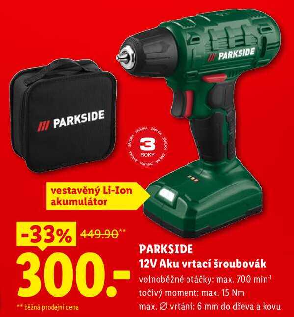 PARKSIDE 12V Aku vrtací šroubovák