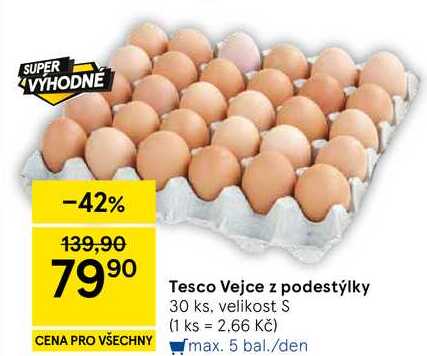 Tesco Vejce z podestýlky, 30 ks, velikost S  