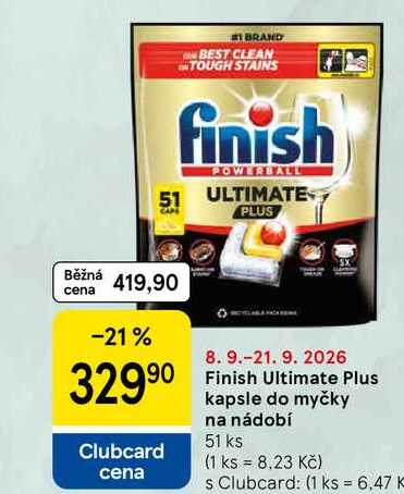 Finish Ultimate Plus kapsle do myčky na nádobí, 51 ks 