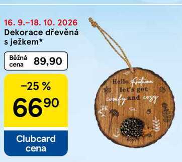 Dekorace dřevěná s ježkem