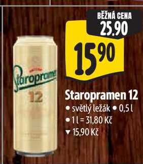 Staropramen 12, 0,5 l  v akci