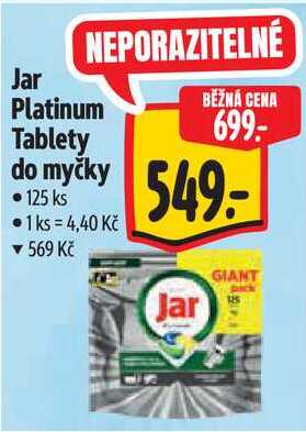 Jar Platinum Tablety do myčky, 125 ks