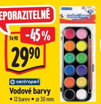 Vodové barvy, 12 barev