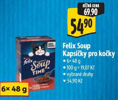Felix Soup Kapsičky pro kočky,  6x 48 g 
