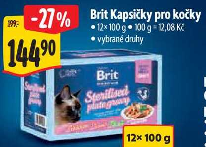 Brit Kapsičky pro kočky, 12x 100 g