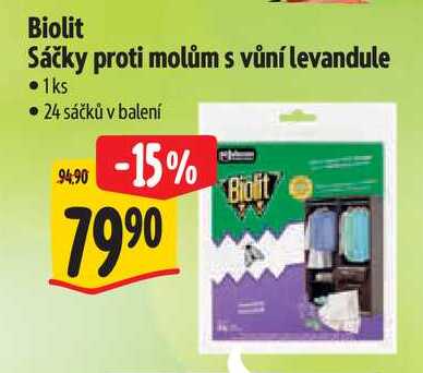 Biolit Sáčky proti molům s vůní levandule, 24 sáčků