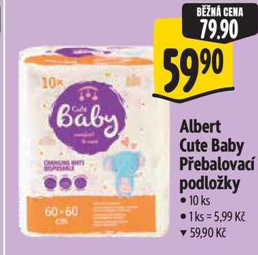 Albert Cute Baby Přebalovací podložky, 10 ks
