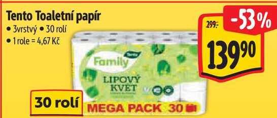 Tento Toaletní papír, 30 rolí