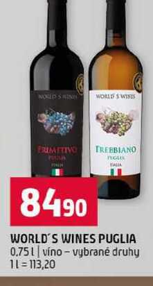 WORLD'S WINES PUGLIA 0,75l víno vybrané druhy