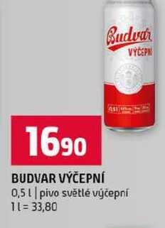 BUDVAR VÝČEPNÍ 0,5l pivo světlé výčepní