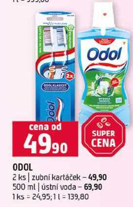 ODOL SUPER CENA 2 ks zubní kartáček 500 ml ústní voda