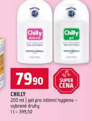 Chilly 200 ml gel pro intimní hygienu vybrané druhy