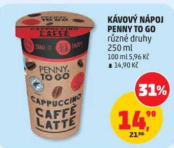 KÁVOVÝ NÁPOJ PENNY TO GO různé druhy, 250 ml 