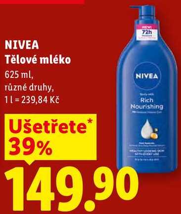 NIVEA Tělové mléko, 625 ml