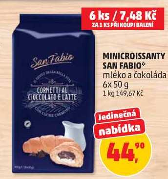 MINICROISSANTY SAN FABIO mléko a čokoláda, 6x 50 g 