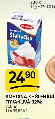 SMETANA KE ŠLEHÁNÍ TRVANLIVÁ 32% 250 ml 