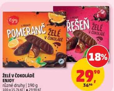 ŽELÉ V ČOKOLÁDĚ ENJOY různé druhy, 190 g