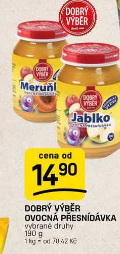 DOBRÝ VÝBĚR OVOCNÁ PŘESNÍDÁVKA vybrané druhy 190 g