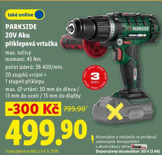 PARKSIDE 20V Aku příklepová vrtačka 