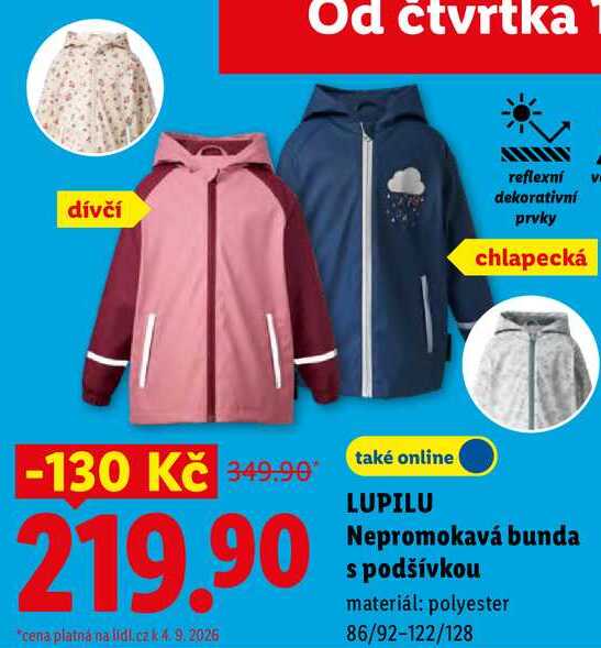 LUPILU Nepromokavá bunda s podšívkou