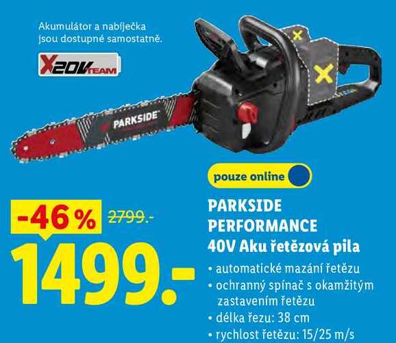 PARKSIDE PERFORMANCE 40V Aku řetězová pila