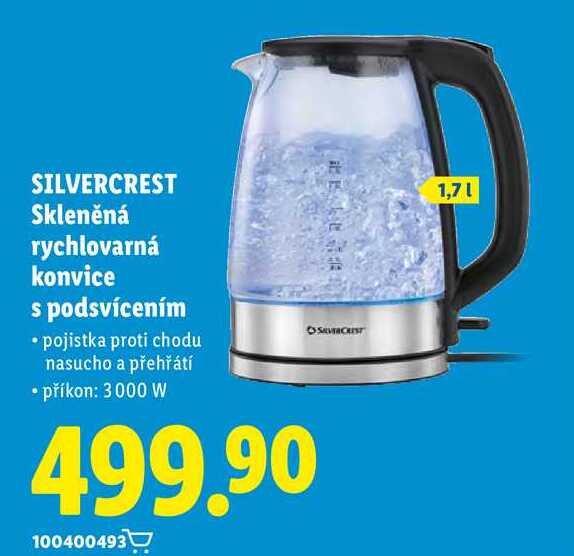 SILVERCREST Skleněná rychlovarná konvice s podsvícením  