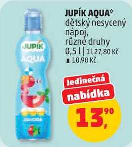 JUPÍK AQUA dětský nesycený парој, různé druhy, 0,5 l