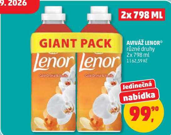 AVIVÁŽ LENOR různé druhy, 2x 798 ml