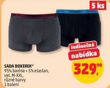 SADA BOXEREK 95% bavlna +5% elastan, vel. M-XXL, různé barvy, 1 balení 