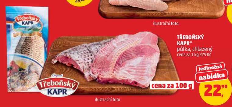 TŘEBOŇSKÝ KAPR půlka, chlazený, 100 g