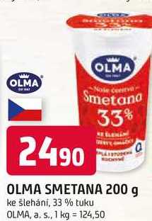 OLMA SMETANA 200 g ke šlehání, 33 % tuku