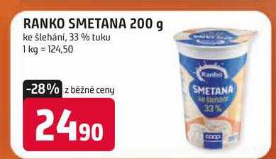 RANKO SMETANA 200 g ke šlehání, 33% tuku