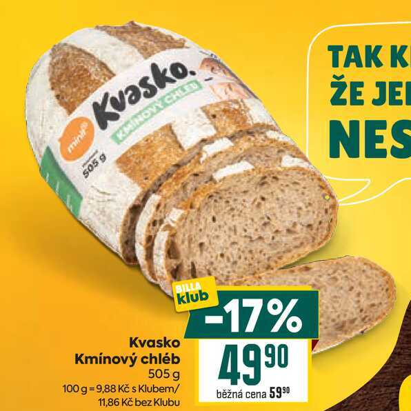 Kvasko Kmínový chléb 505 g 