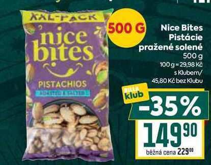 Nice Bites klub Pistácie pražené solené 500 g 