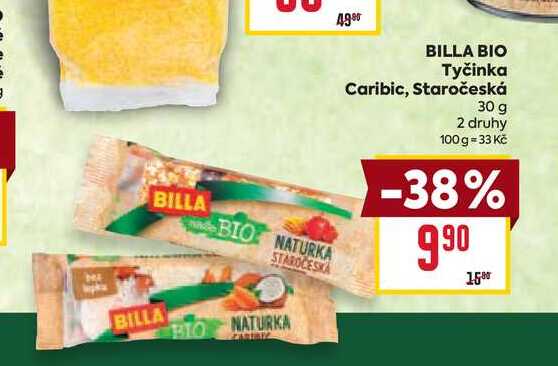 BILLA BIO Tyčinka Caribic, Staročeská 30 g