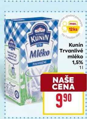 Kunín Mléko Trvanlivé mléko 1,5% 1l