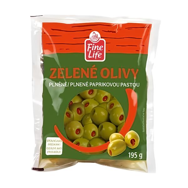 Fine Life Olivy zelené s paprikovou pastou