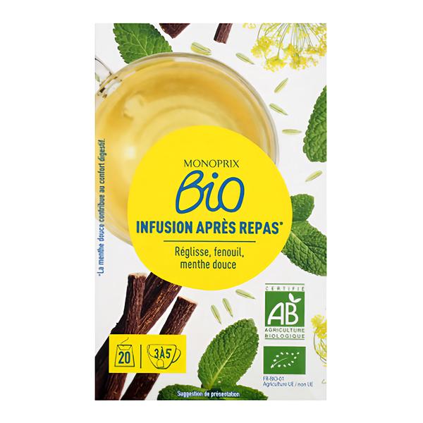 Monoprix Biologique BIO Čaj určený ke konzumaci po jídle, 20 sáčků