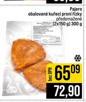 Pajero obalované kuřecí prsní řízky předsmažené (2x150 g) 300 g