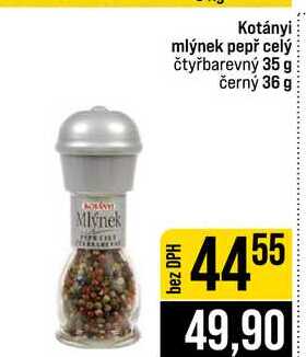 Mlýnek Kotányi mlýnek pepř celý čtyřbarevný 35 g černý 36 g 