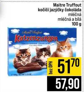 Maitre Truffout kočičí jazýčky čokoláda mléčná mléčná a bílá 100 g